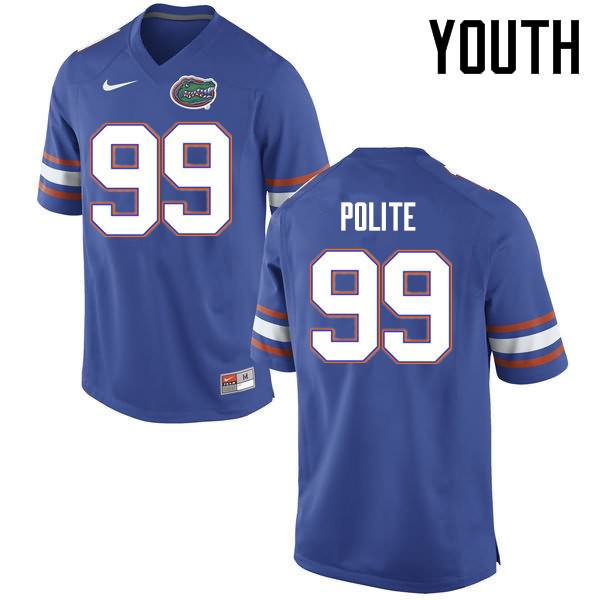 Youth NCAA Florida Gators Jachai Polite #99 Stitched Authentic Nike Blue College Football Jersey CXX6365EH